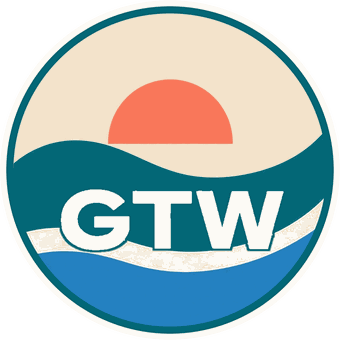 Guanacaste This Week logo: a sun over waves with GTW